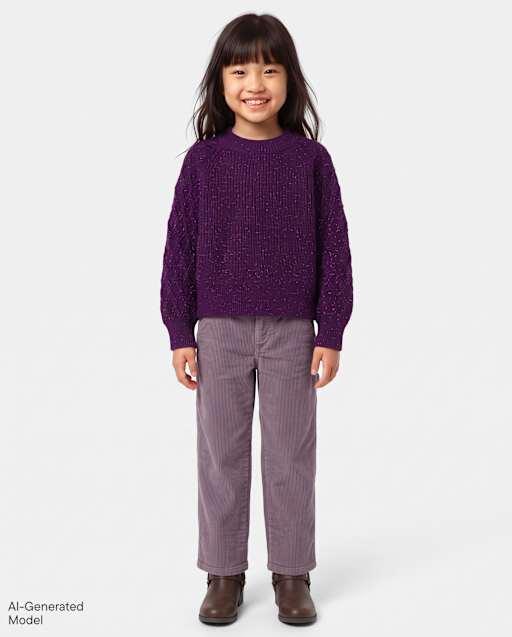 \Pantalons en velours côtelé amples pour filles\