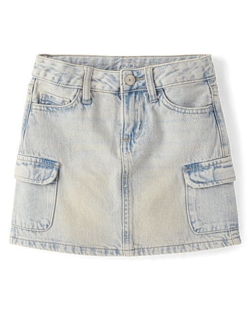Girls Denim Cargo Skirt