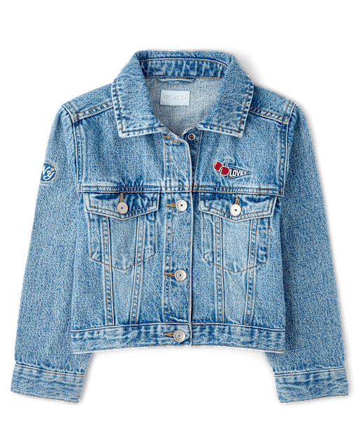 Girls Varsity Patch Denim Jacket