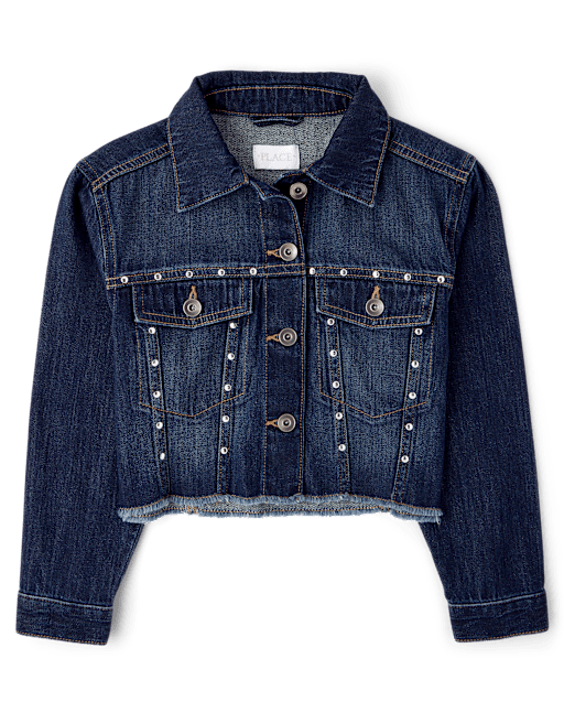 Girls Studded Denim Jacket