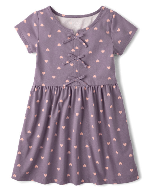 Girls Heart Bow Dress