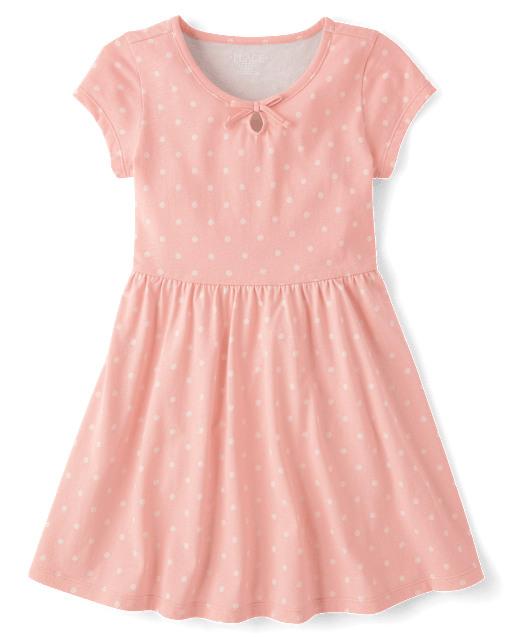 Girls Polka Dot Keyhole Dress