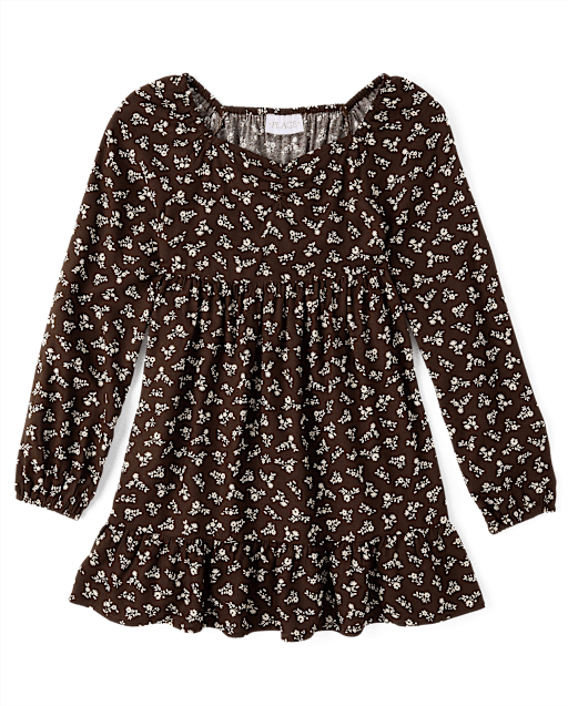Girls Floral Ruffle Dress