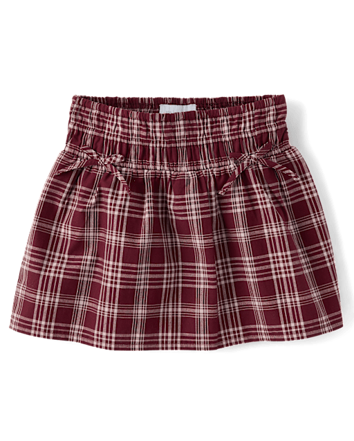 Girls Plaid Smocked Poplin Skort
