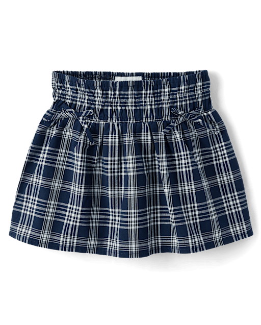 Girls Plaid Smocked Poplin Skort