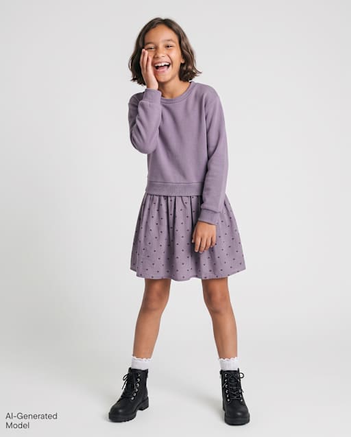 Girls Heart Sweatshirt Dress