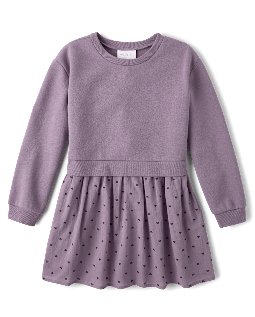 Girls Heart Sweatshirt Dress