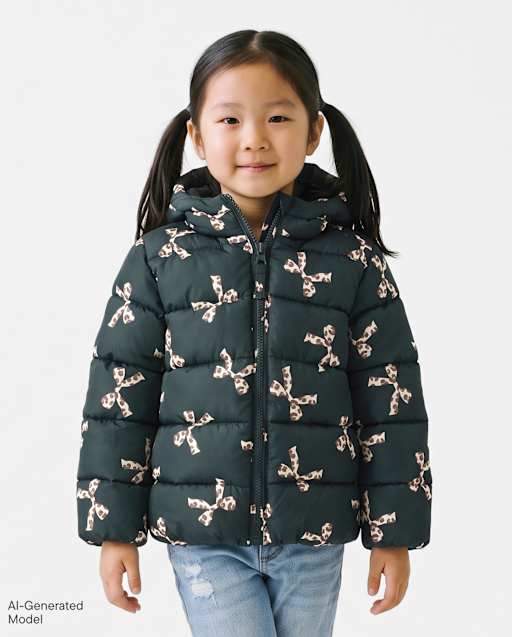 Toddler Girls Print Hooded Puffer Jacket
