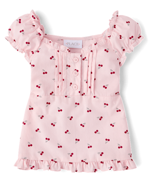 Girls Cherry Ruffle Poplin Blouse