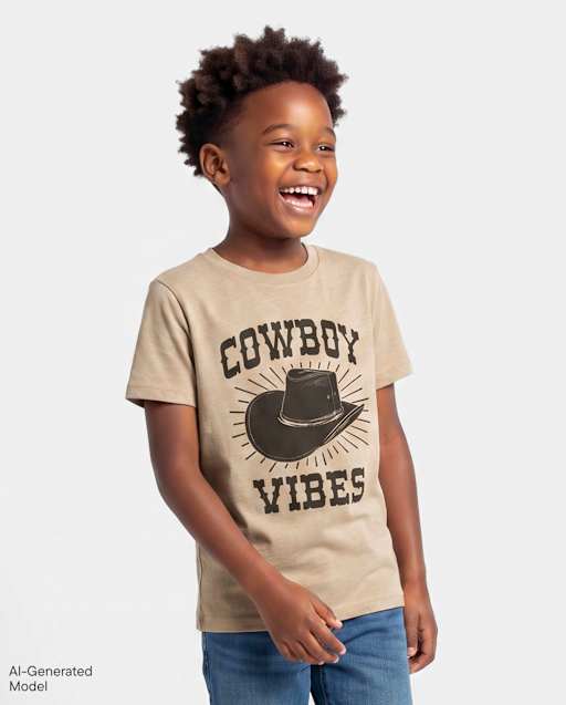 Baby And Toddler Boys Short Sleeve Mama's Cowboy Graphic Tee - TAN
