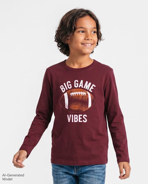 Boys Big Game Vibes Football Graphic Tee