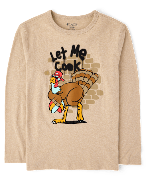 T-shirt graphique pour garçons Thanksgiving « Laissez-moi cuisiner »