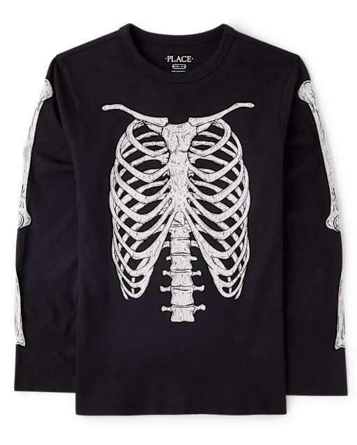 T-shirt graphique squelette lumineux d'Halloween pour garçons