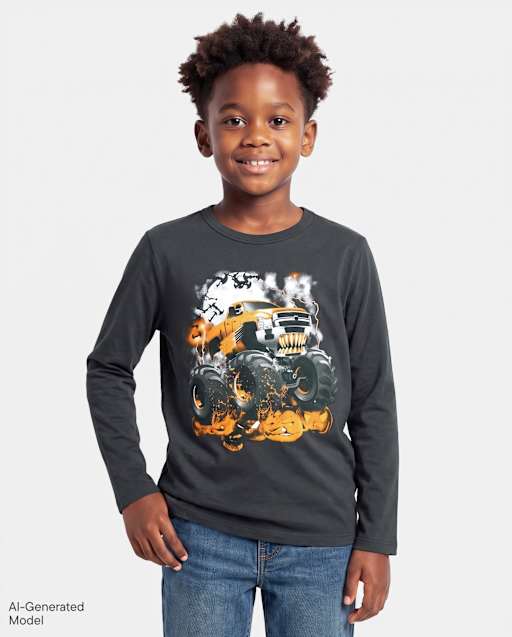 Boys Halloween Monster Truck Graphic Tee