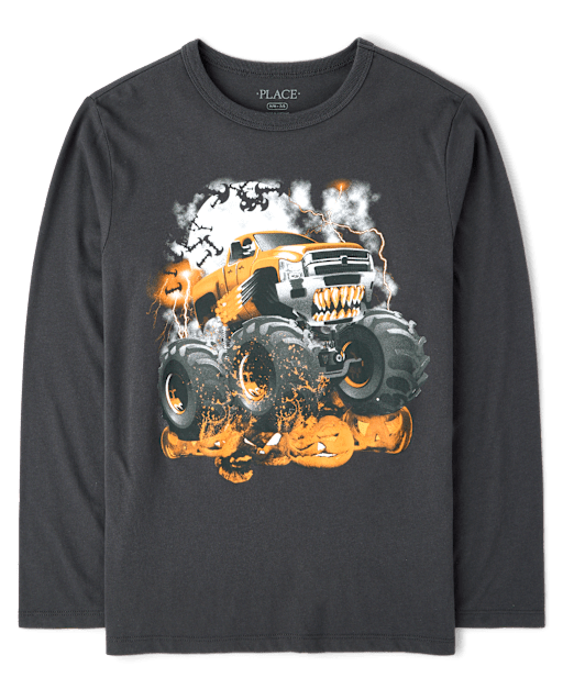 T-shirt graphique Monster Truck Halloween pour garçons