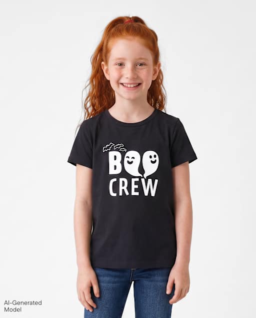 Kids Matching Family Glow Halloween Boo Crew Graphic Tee