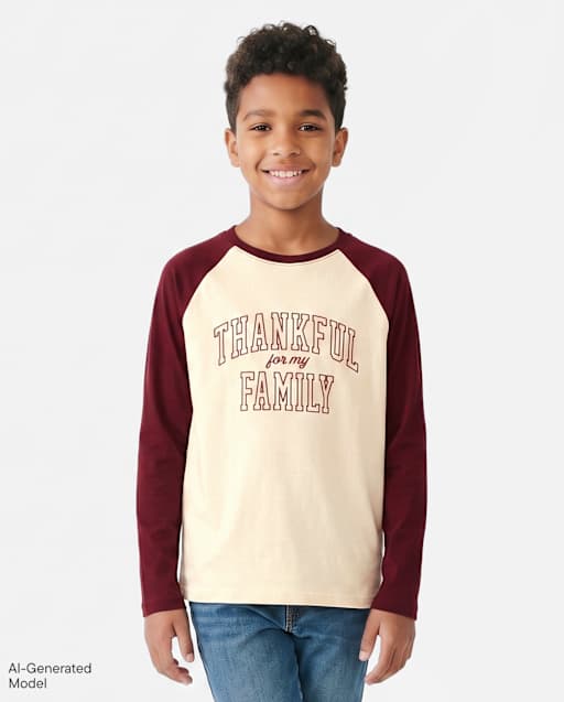 Kids Matching Family Thanksgiving Thankful Graphic Tee