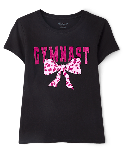 Girls Gymnast Bow Graphic Tee