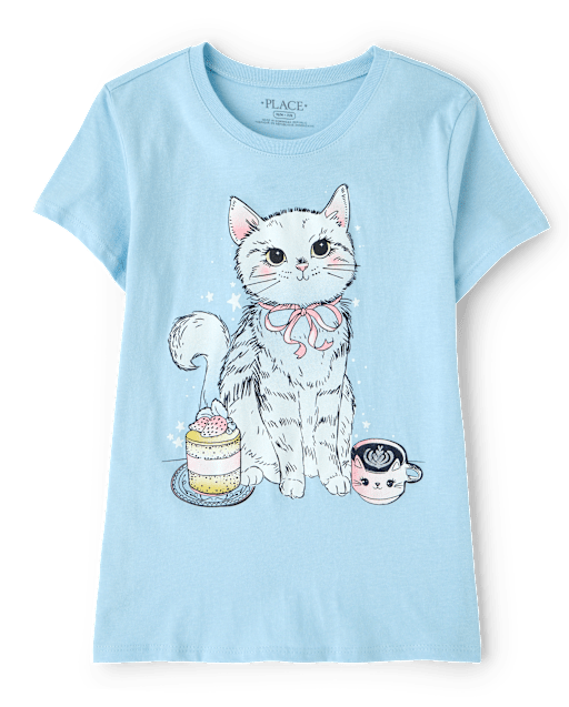 Girls Cat Graphic Tee