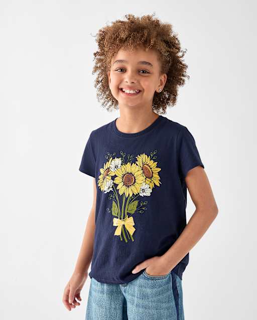 Girls Flowers Graphic Tee