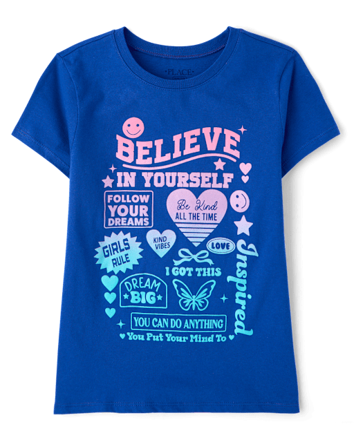 Girls Positive Words Graphic Tee