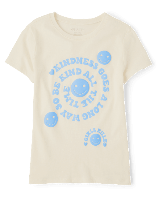 Girls Kindness Happy Face Graphic Tee