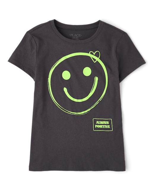 Girls Happy Face Graphic Tee