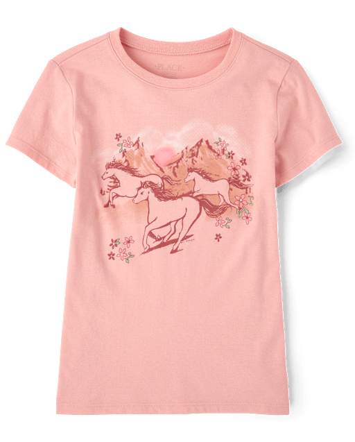 Girls Horses Graphic Tee