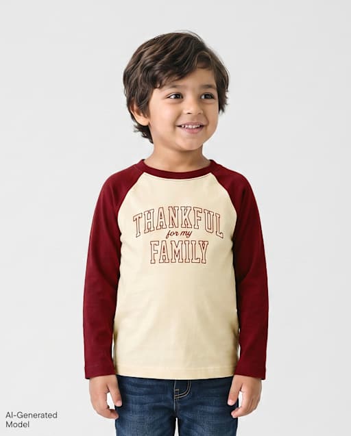 T-shirt graphique assorti pour bébé et enfant en bas âge, motif famille reconnaissante pour Thanksgiving