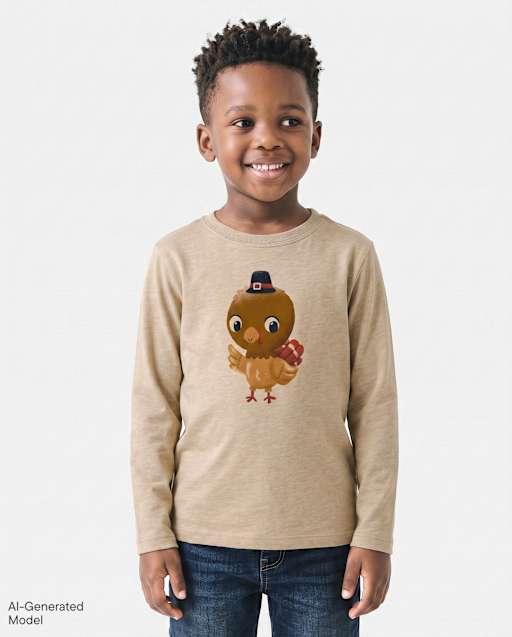 T-shirt graphique dinde de Thanksgiving pour bébés et petits garçons