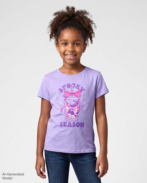 Girls Halloween Spooky Season Graphic Tee