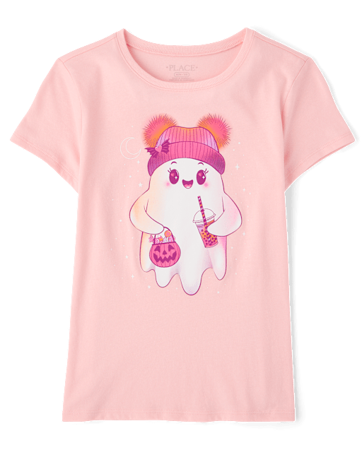 Girls Halloween Ghost Graphic Tee