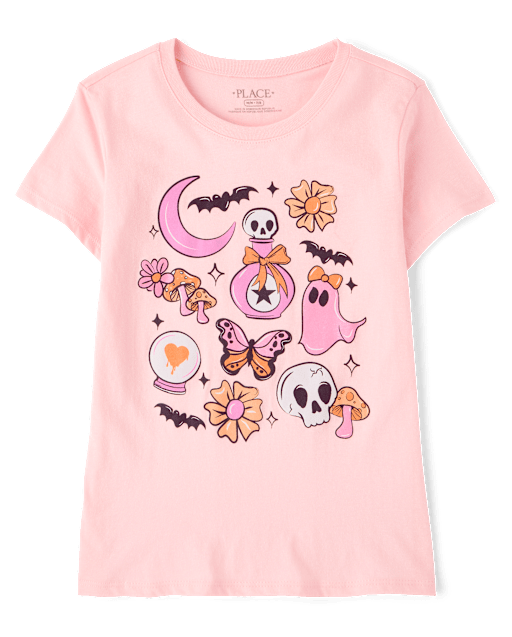 Girls Halloween Doodle Graphic Tee