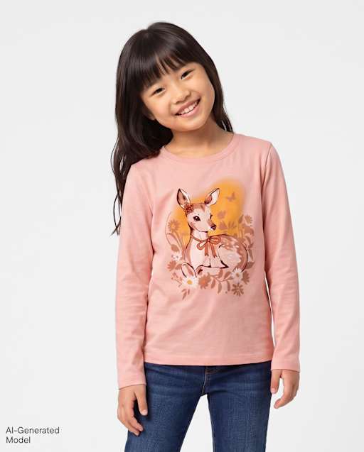 Girls Deer Graphic Tee