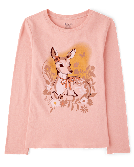 Girls Deer Graphic Tee