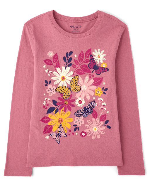 Girls Flowers Graphic Tee
