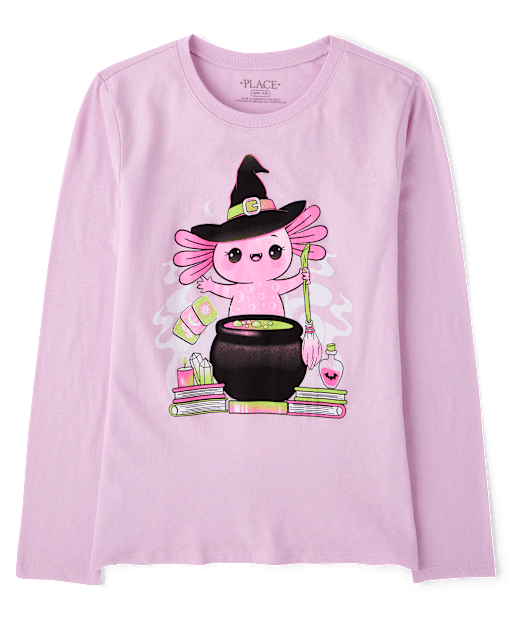 Girls Halloween Axolotl Graphic Tee
