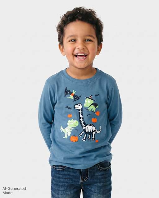 T-shirt graphique dinosaures d'Halloween pour bébés et petits garçons