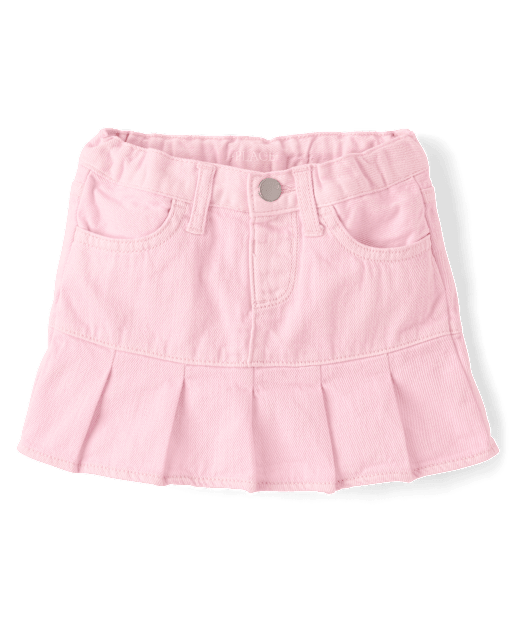 Toddler Girls Garment Dyed Denim Pleated Skort