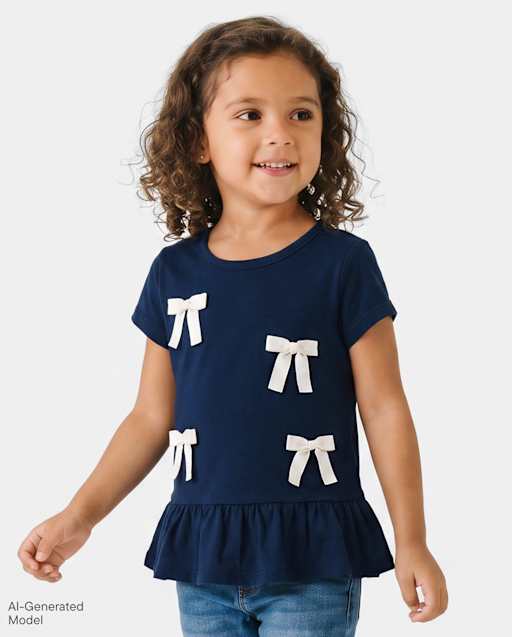 Toddler Girls Bow Peplum Top
