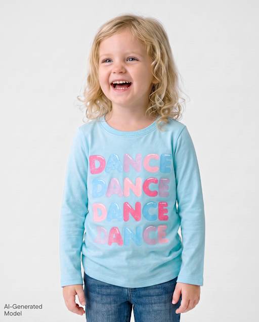 T-shirt graphique de danse pour bébés et petites filles