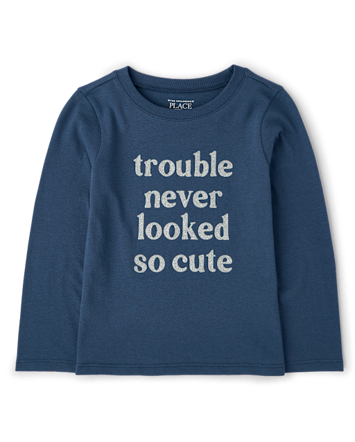 Baby And Toddler Girls Trouble Graphic Tee