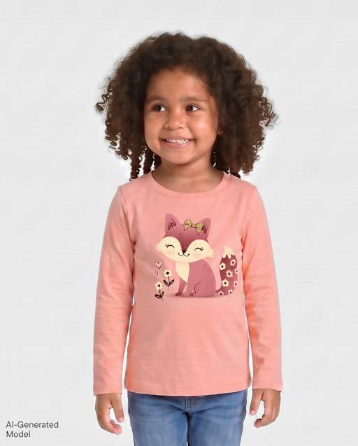 Baby And Toddler Girls Fox Graphic Tee