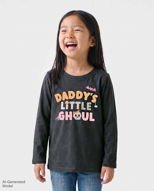 Baby And Toddler Girls Glow Halloween Daddy's Ghoul Graphic Tee