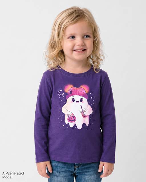Baby And Toddler Girls Halloween Ghost Graphic Tee
