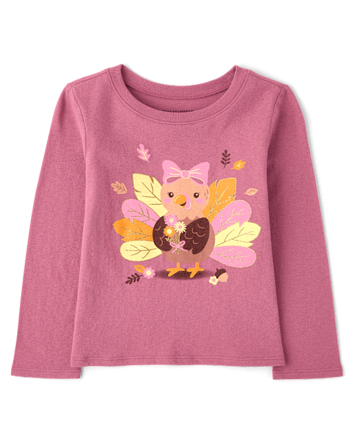 Baby And Toddler Girls Thanksgiving Turkey Graphic Tee