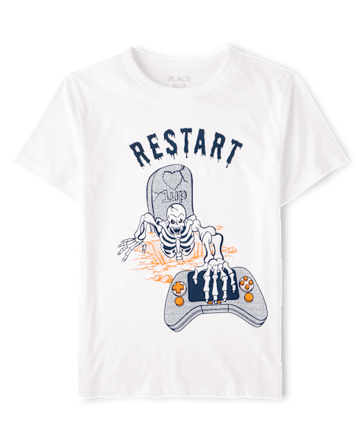 Boys Halloween Video Game Restart Graphic Tee