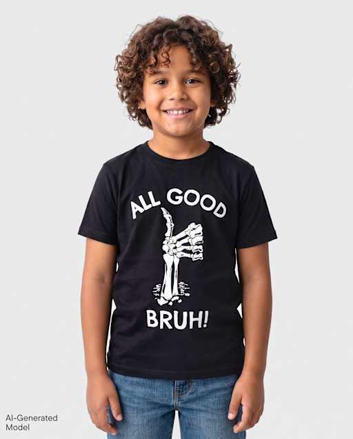 Boys Glow Halloween All Good Bruh Graphic Tee