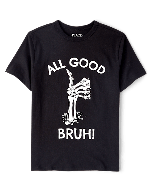 Boys Glow Halloween All Good Bruh Graphic Tee