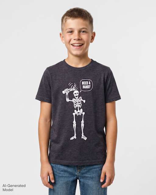 Boys Glow Halloween Skeleton Hand Graphic Tee